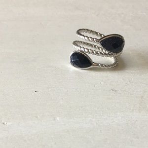 925 Sterling Silver Blue Goldstone Rope Wrap Ring